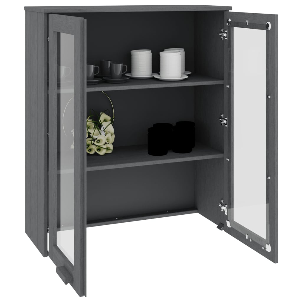 Opzetkast HAMAR 85x35x100 cm massief grenenhout donkergrijs - AllerleiShop