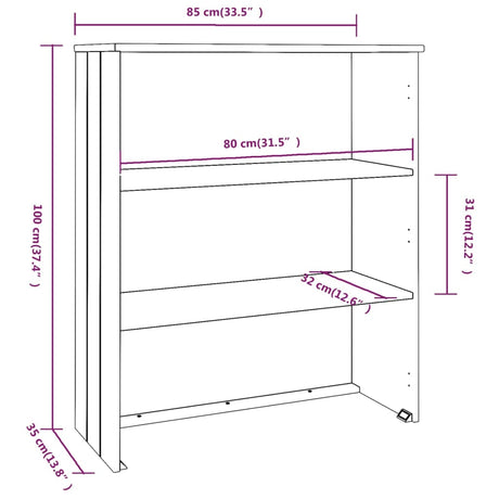 Opzetkast HAMAR 85x35x100 cm massief grenenhout honingbruin - AllerleiShop