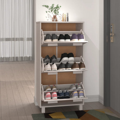 Schoenenkast HAMAR 59,5x35x117 cm massief grenenhout wit - AllerleiShop