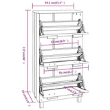 Schoenenkast HAMAR 59,5x35x117 cm massief grenenhout wit - AllerleiShop