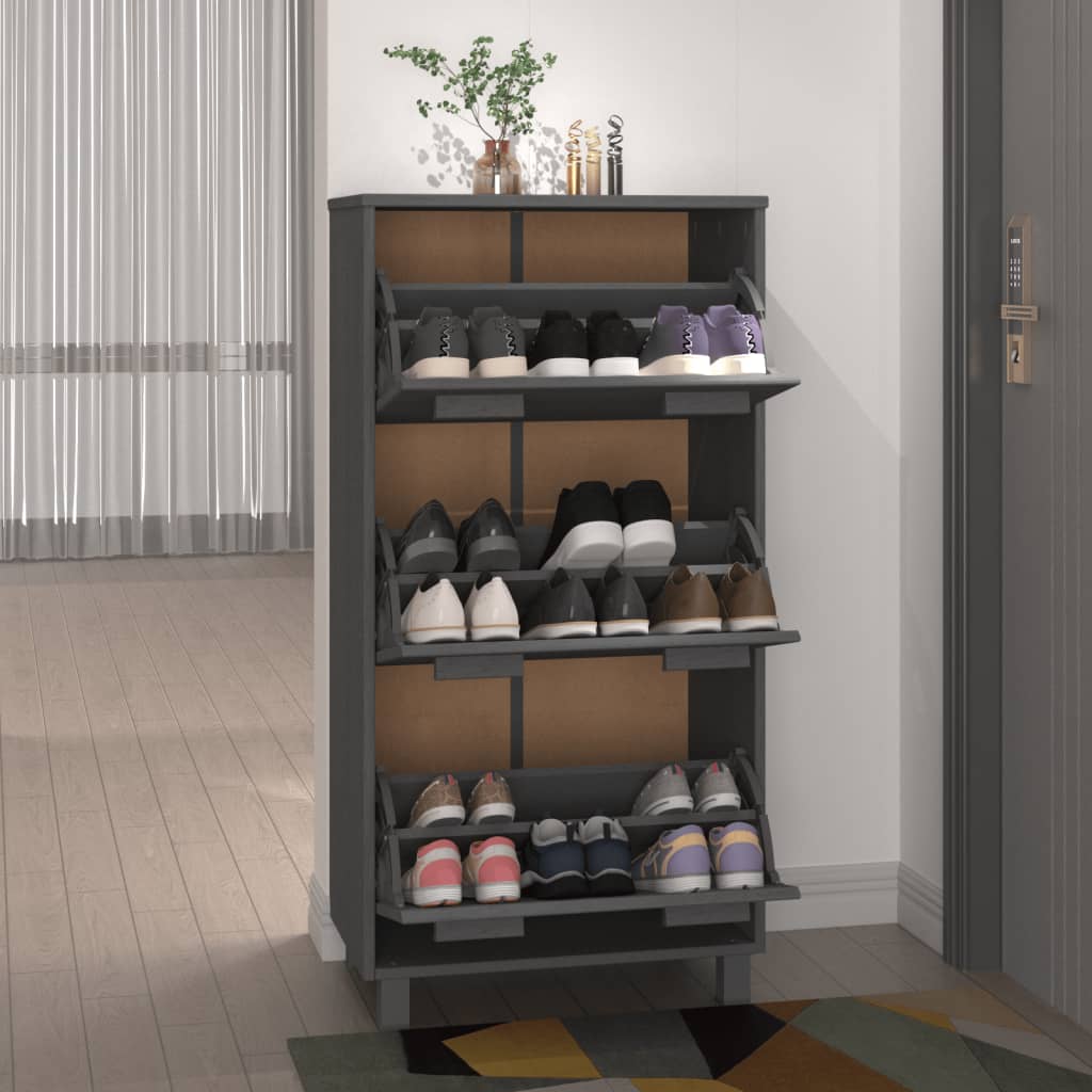 Schoenenkast HAMAR 59,5x35x117 cm grenenhout donkergrijs - AllerleiShop