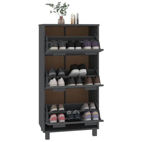 Schoenenkast HAMAR 59,5x35x117 cm grenenhout donkergrijs - AllerleiShop