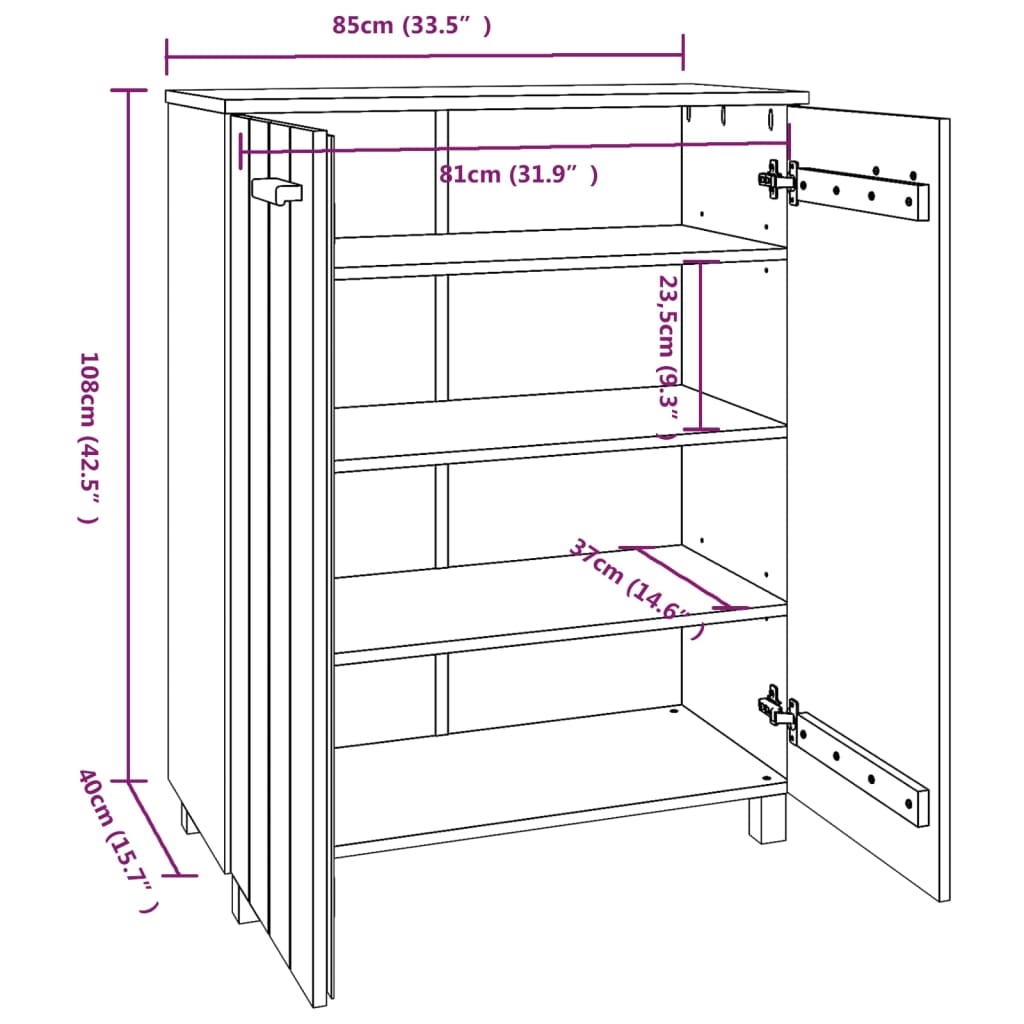 Schoenenkast HAMAR 85x40x108 cm massief grenenhout honingbruin - AllerleiShop