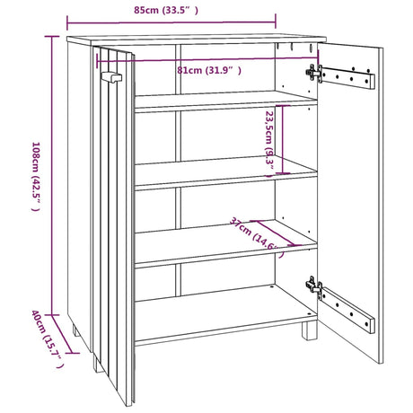 Schoenenkast HAMAR 85x40x108 cm massief grenenhout honingbruin - AllerleiShop