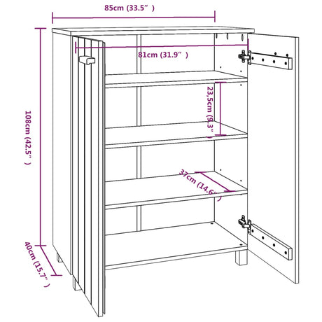 Schoenenkast HAMAR 85x40x108 cm massief grenenhout wit - AllerleiShop