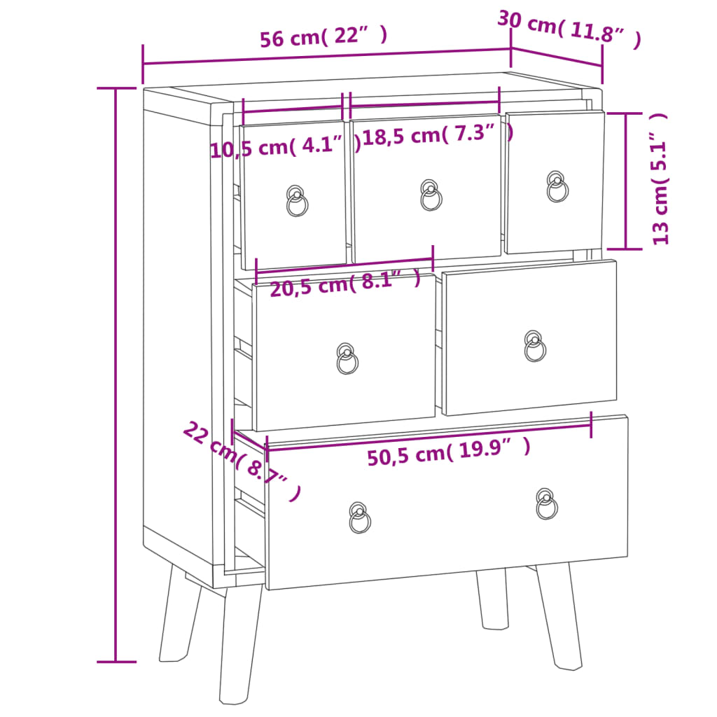 Ladekast 56x30x80 cm massief teakhout - AllerleiShop