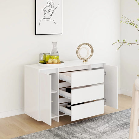 Dressoir met 3 lades 120x41x75 cm bewerkt hout wit - AllerleiShop
