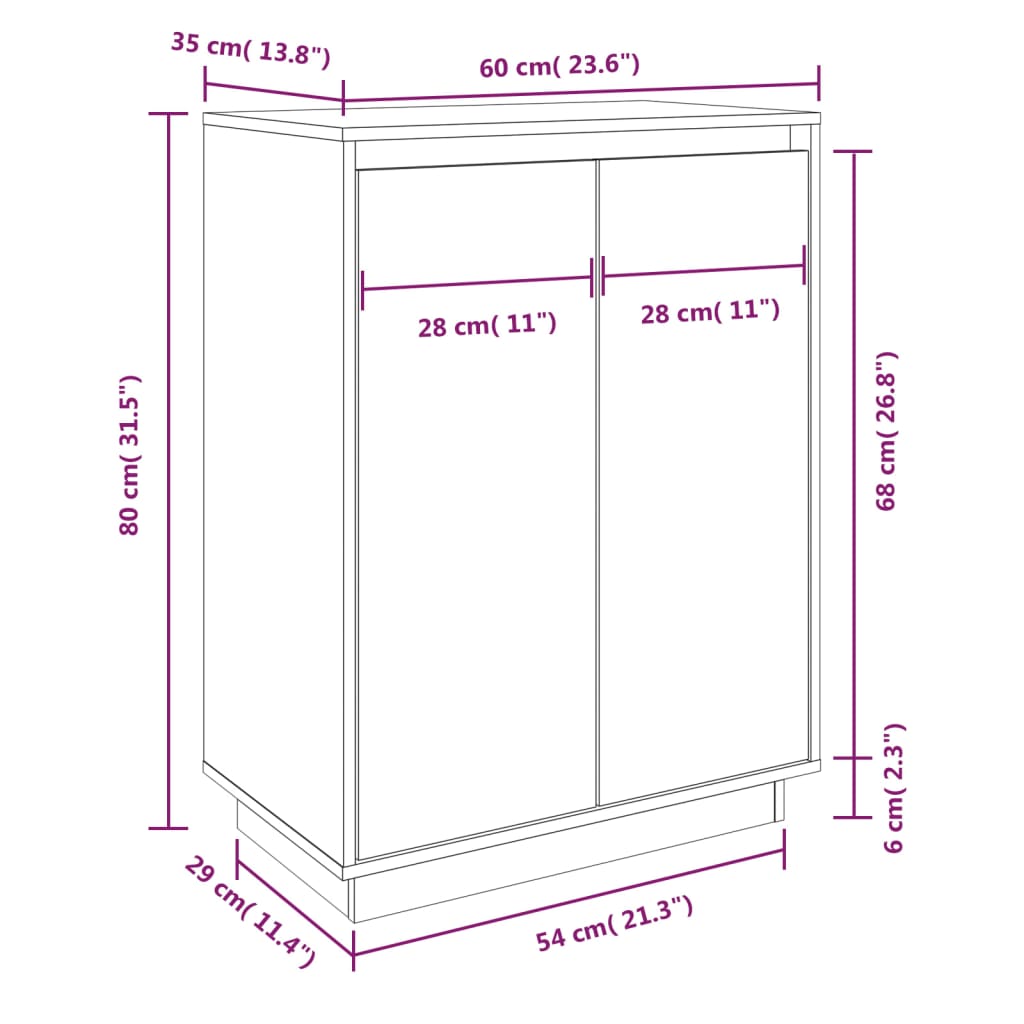 Schoenenkast 60x35x80 cm massief grenenhout - AllerleiShop