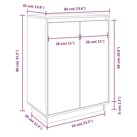 Schoenenkast 60x35x80 cm massief grenenhout wit - AllerleiShop