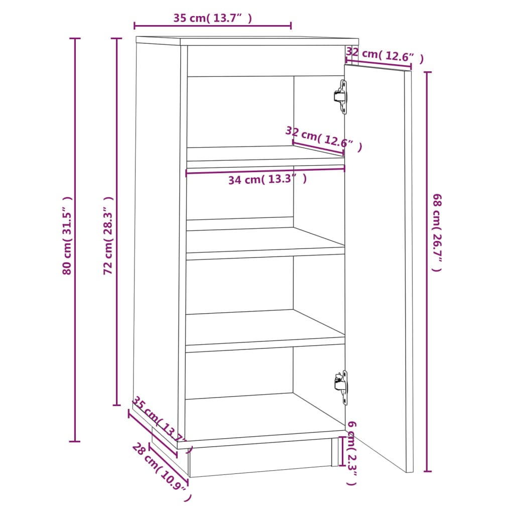 Schoenenkast 35x35x80 cm massief grenenhout - AllerleiShop