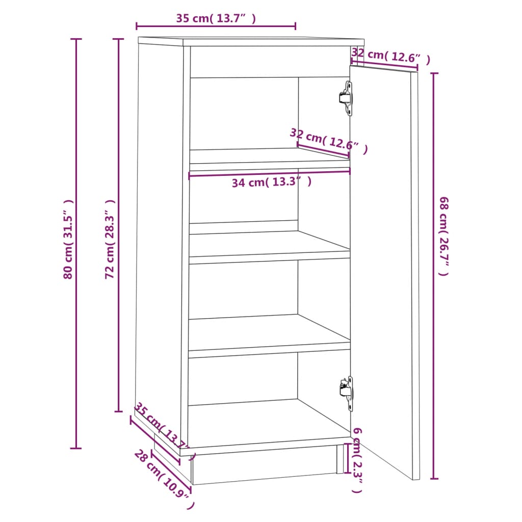 Schoenenkast 35x35x80 cm massief grenenhout zwart - AllerleiShop