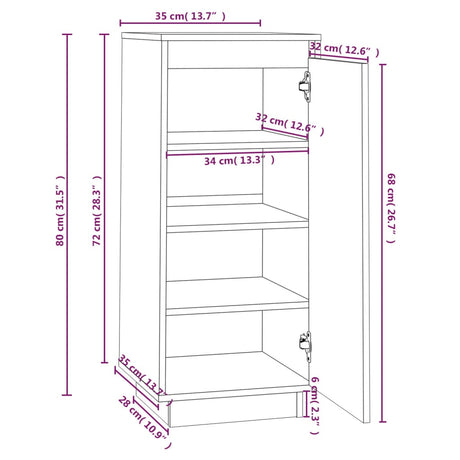 Schoenenkast 35x35x80 cm massief grenenhout zwart - AllerleiShop