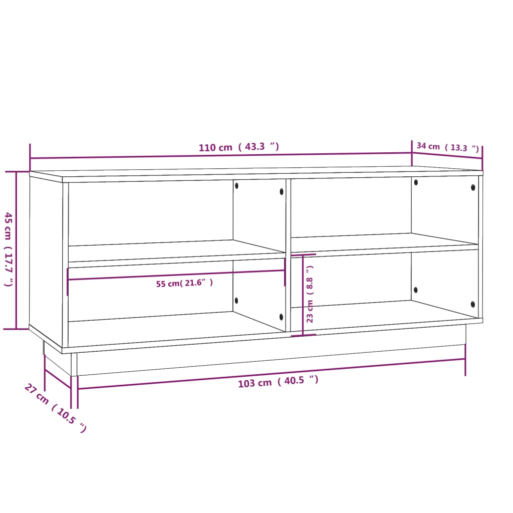 Schoenenkast 110x34x45 cm massief grenenhout - AllerleiShop