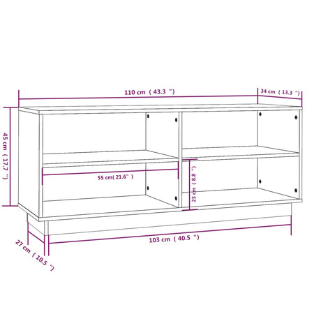 Schoenenkast 110x34x45 cm massief grenenhout grijs - AllerleiShop