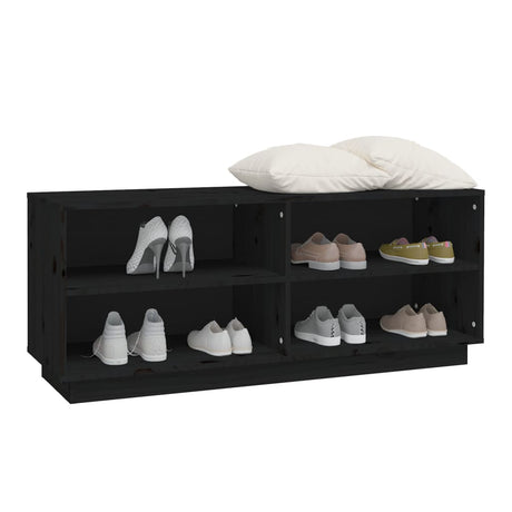 Schoenenkast 110x34x45 cm massief grenenhout zwart - AllerleiShop