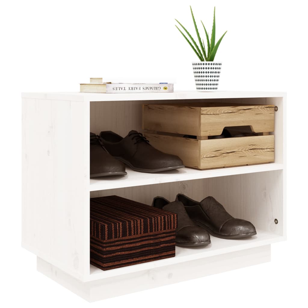 Schoenenkast 60x34x45 cm massief grenenhout wit - AllerleiShop