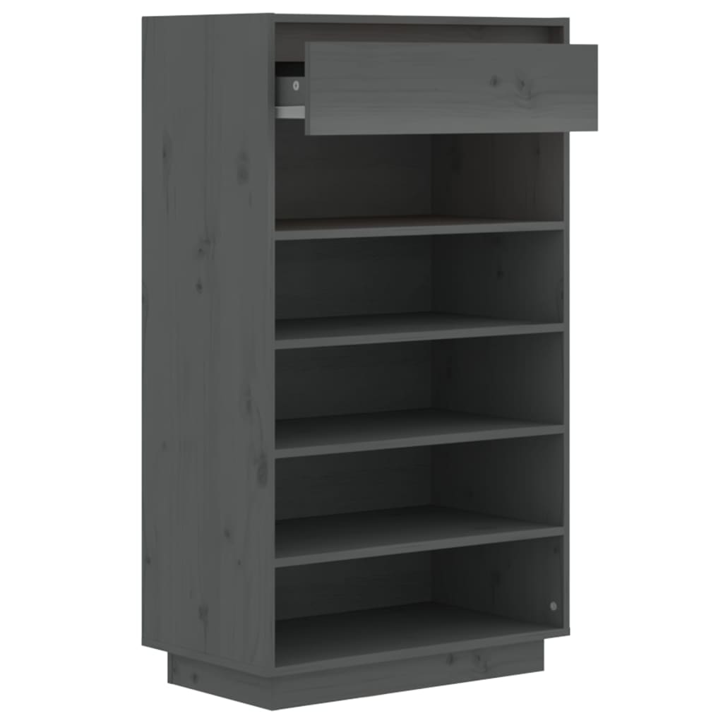 Schoenenkast 60x34x105 cm massief grenenhout grijs - AllerleiShop