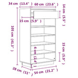 Schoenenkast 60x34x105 cm massief grenenhout grijs - AllerleiShop