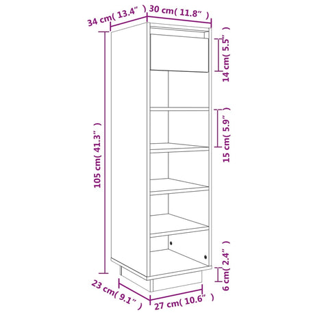 Schoenenkast 30x34x105 cm massief grenenhout - AllerleiShop