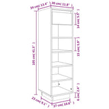 Schoenenkast 30x34x105 cm massief grenenhout wit - AllerleiShop