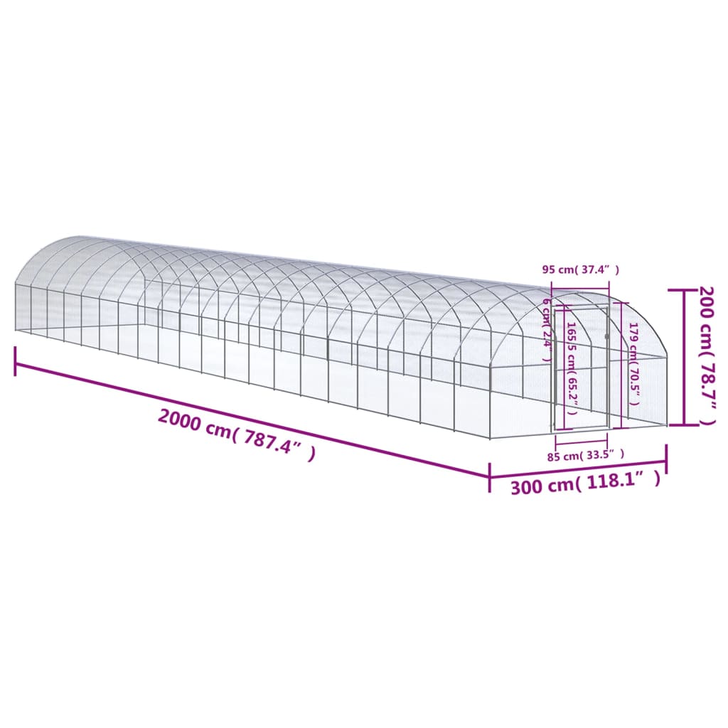 Kippenren 3x20x2 m gegalvaniseerd staal - AllerleiShop