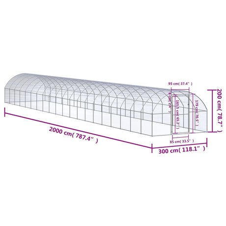 Kippenren 3x20x2 m gegalvaniseerd staal - AllerleiShop