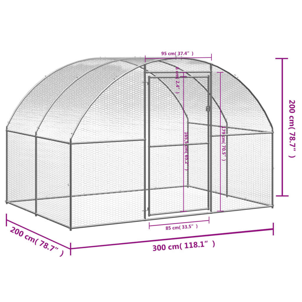 Kippenren 3x2x2 m gegalvaniseerd staal - AllerleiShop