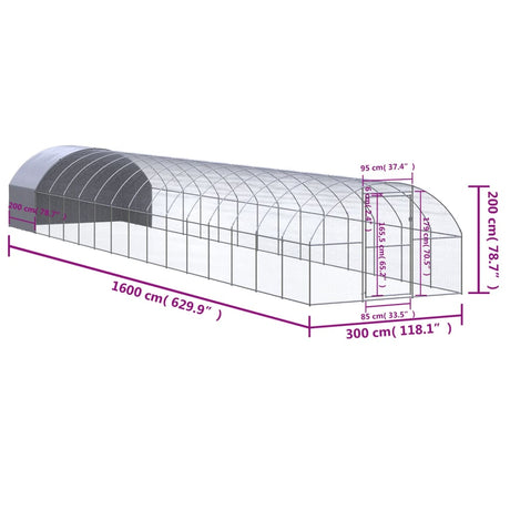 Kippenren 3x16x2 m gegalvaniseerd staal - AllerleiShop