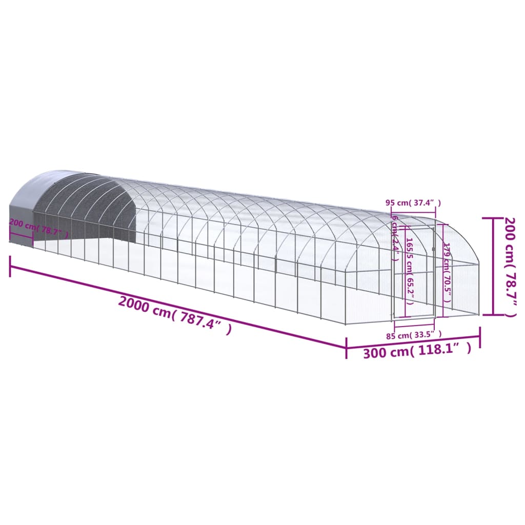 Kippenren 3x20x2 m gegalvaniseerd staal - AllerleiShop