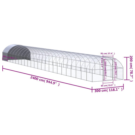 Kippenren 3x24x2 m gegalvaniseerd staal - AllerleiShop