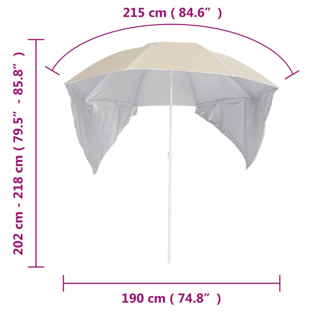 Strandparasol met zijwanden 215 cm zandkleurig