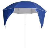 Strandparasol met zijwanden 215 cm blauw