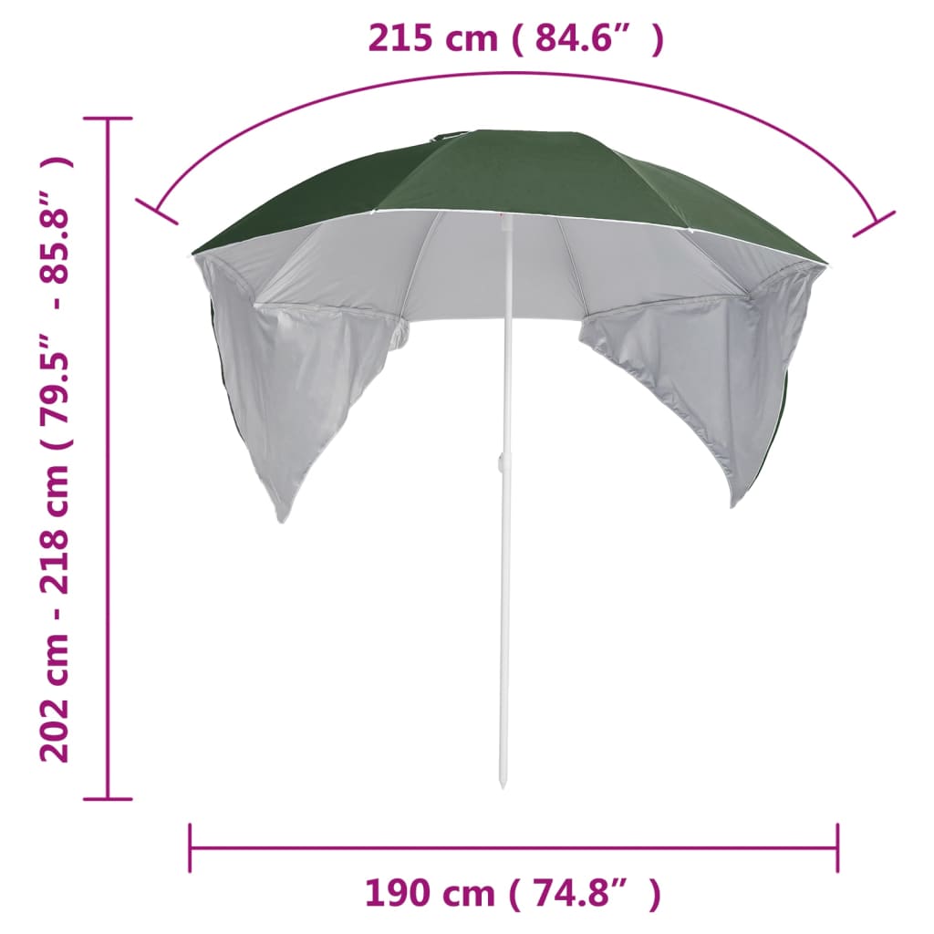 Strandparasol met zijwanden 215 cm groen