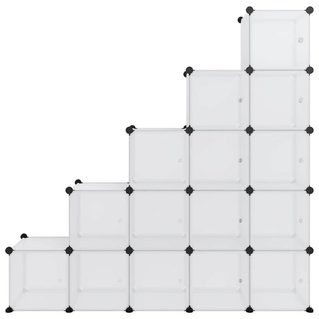 Opbergmeubel met 15 vakken en deuren polypropeen transparant - AllerleiShop
