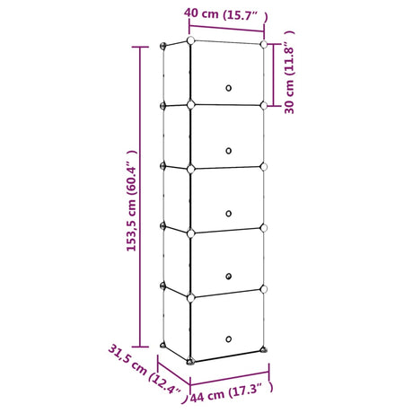 Schoenenrek 44x31,5x153,5 cm polypropeen transparant - AllerleiShop