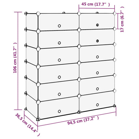 Schoenenrek 94,5x36,5x106 cm polypropeen zwart - AllerleiShop