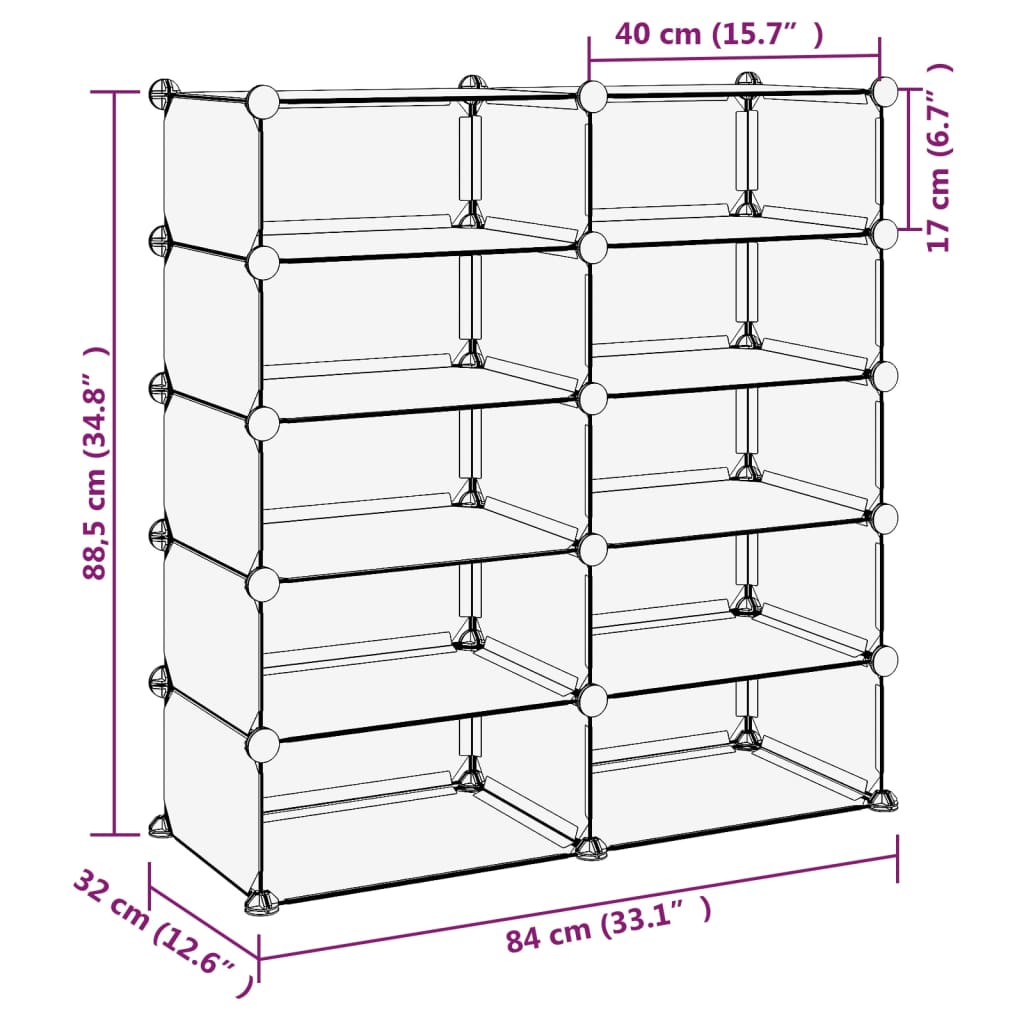 Schoenenrek 84x32x88,5 cm polypropeen transparant - AllerleiShop