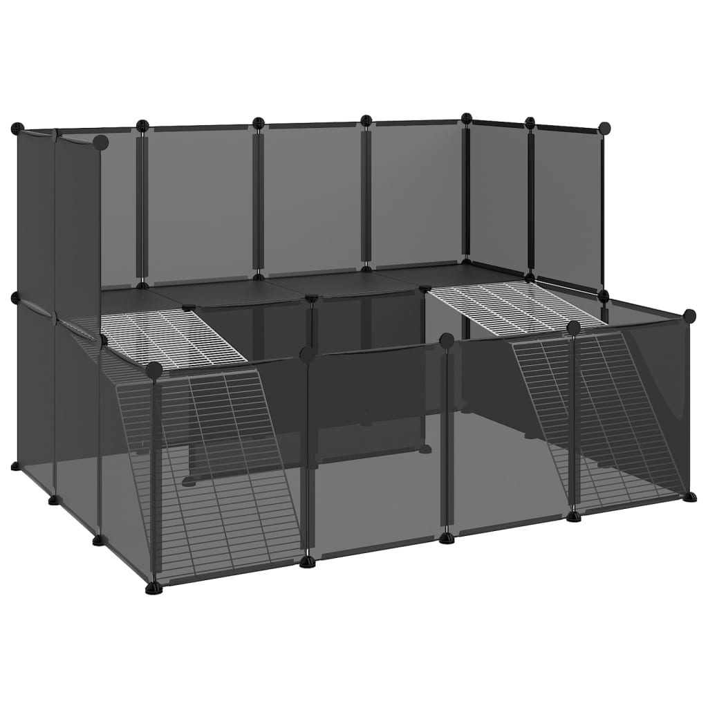 Dierenhok klein 143x107x93 polypropeen en staal zwart - AllerleiShop