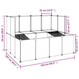 Dierenhok klein 143x107x93 polypropeen en staal zwart - AllerleiShop