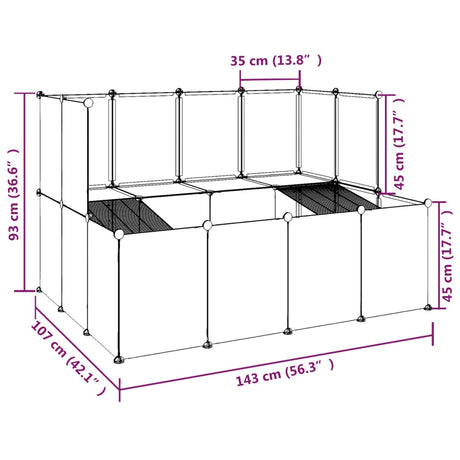 Dierenhok klein 143x107x93 polypropeen en staal zwart - AllerleiShop