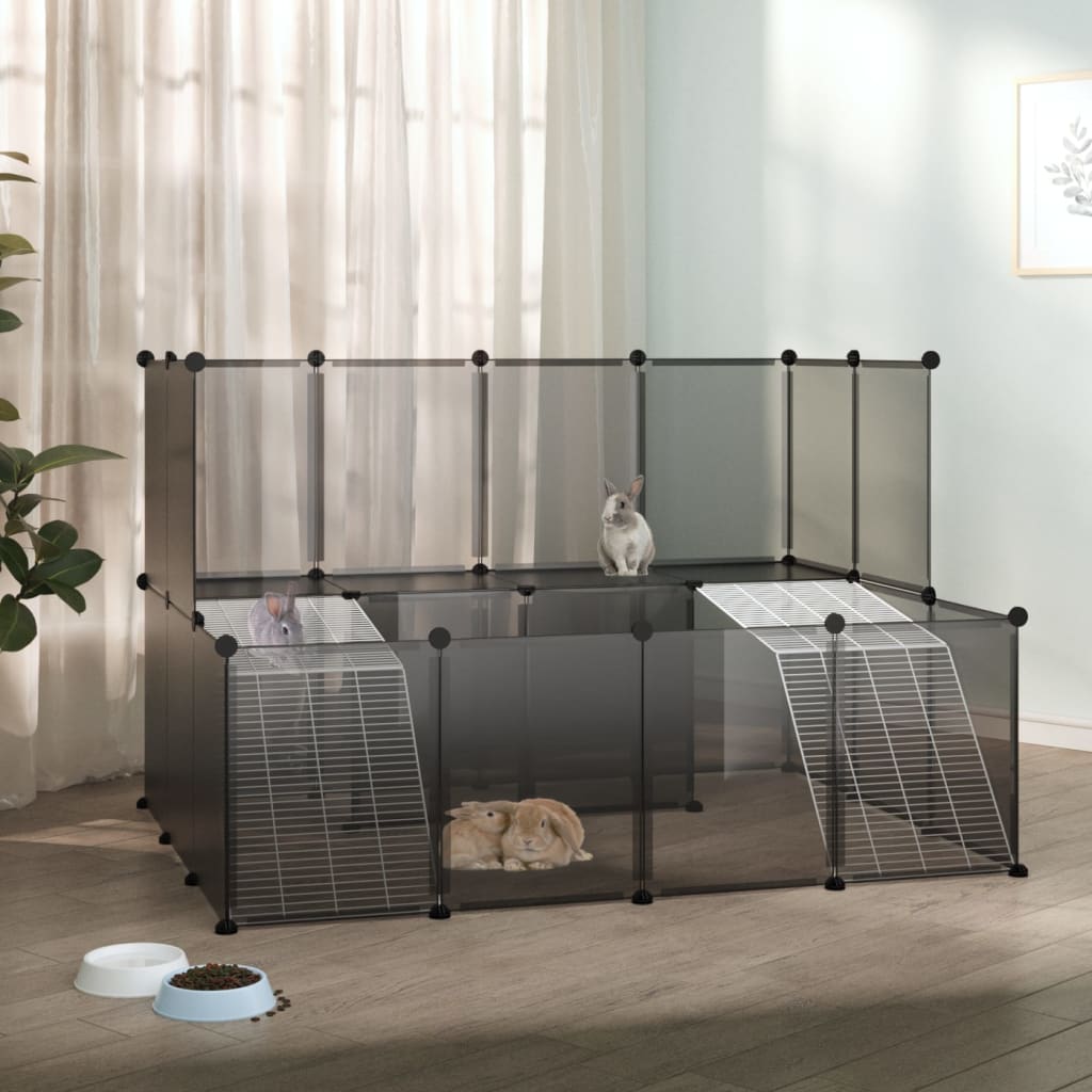 Dierenhok klein 143x107x93 polypropeen en staal zwart - AllerleiShop