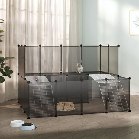 Dierenhok klein 143x107x93 polypropeen en staal zwart - AllerleiShop