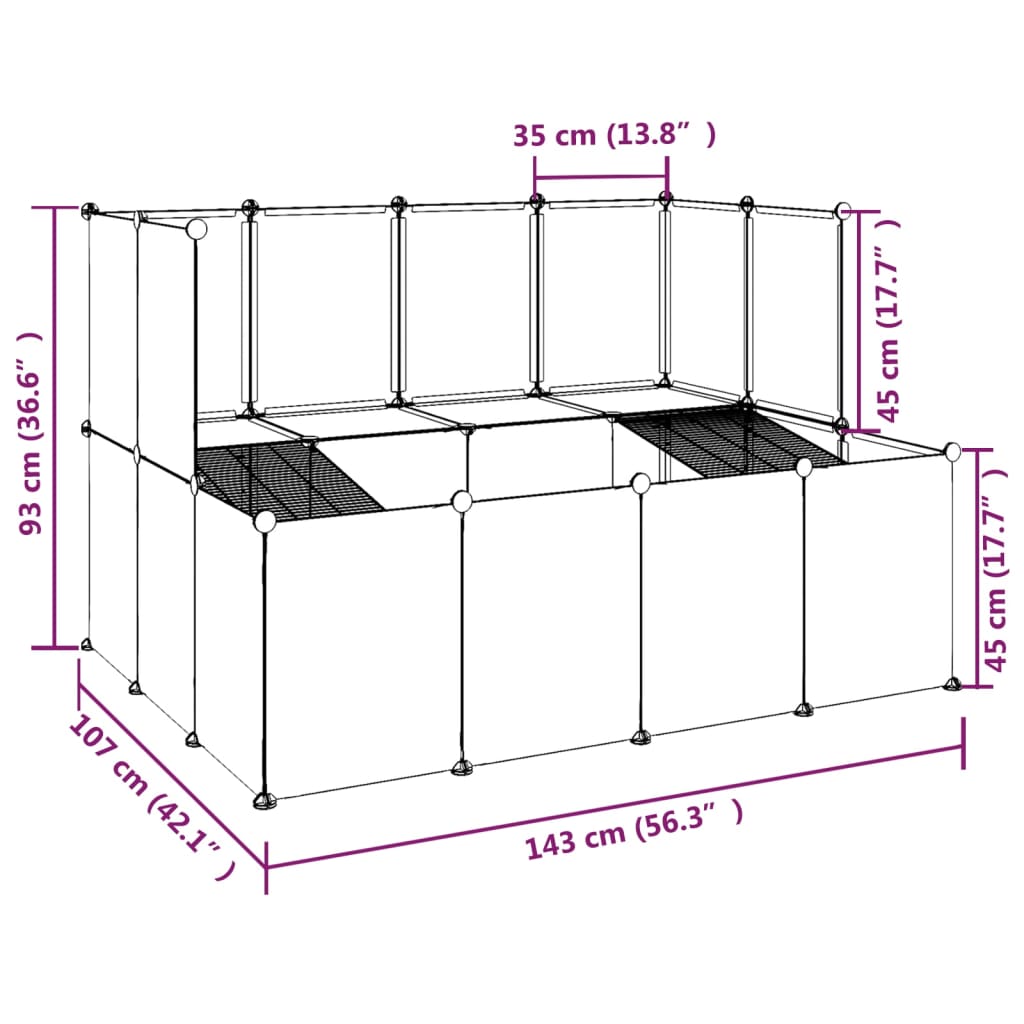 Dierenhok klein 143x107x93 cm polypropeen en staal transparant - AllerleiShop