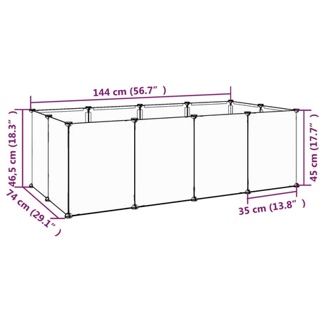 Dierenhok klein 144x74x46,5 cm polypropeen en staal zwart - AllerleiShop