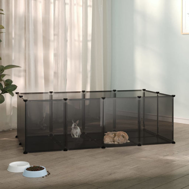 Dierenhok klein 144x74x46,5 cm polypropeen en staal zwart - AllerleiShop