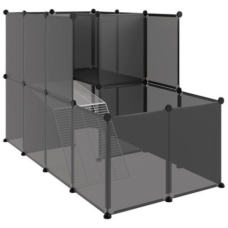 Dierenhok klein 142x74x93 cm polypropeen en staal zwart - AllerleiShop