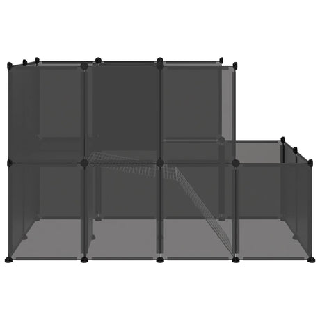 Dierenhok klein 142x74x93 cm polypropeen en staal zwart - AllerleiShop