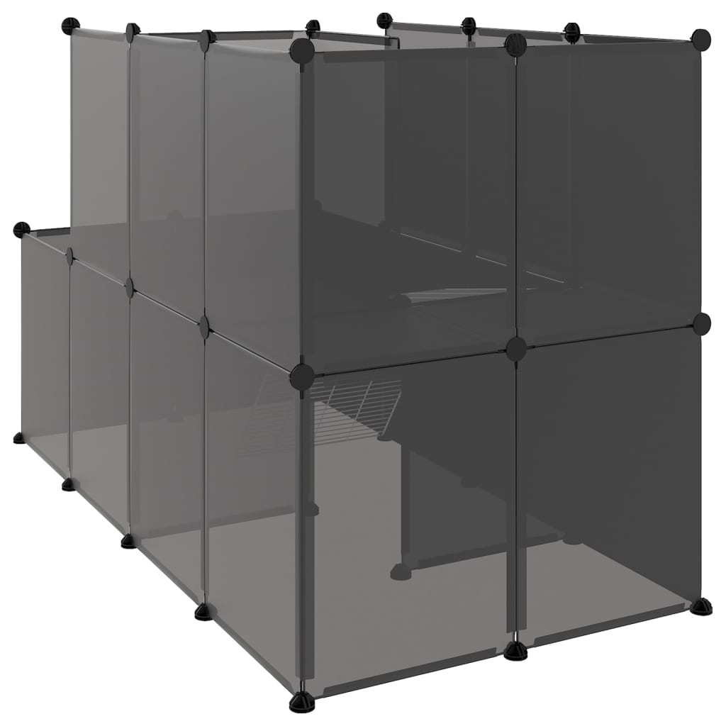 Dierenhok klein 142x74x93 cm polypropeen en staal zwart - AllerleiShop