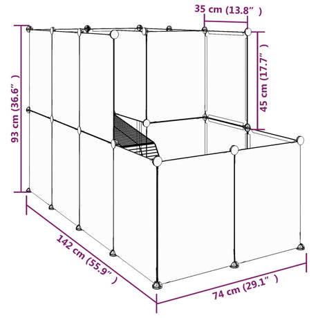 Dierenhok klein 142x74x93 cm polypropeen en staal zwart - AllerleiShop