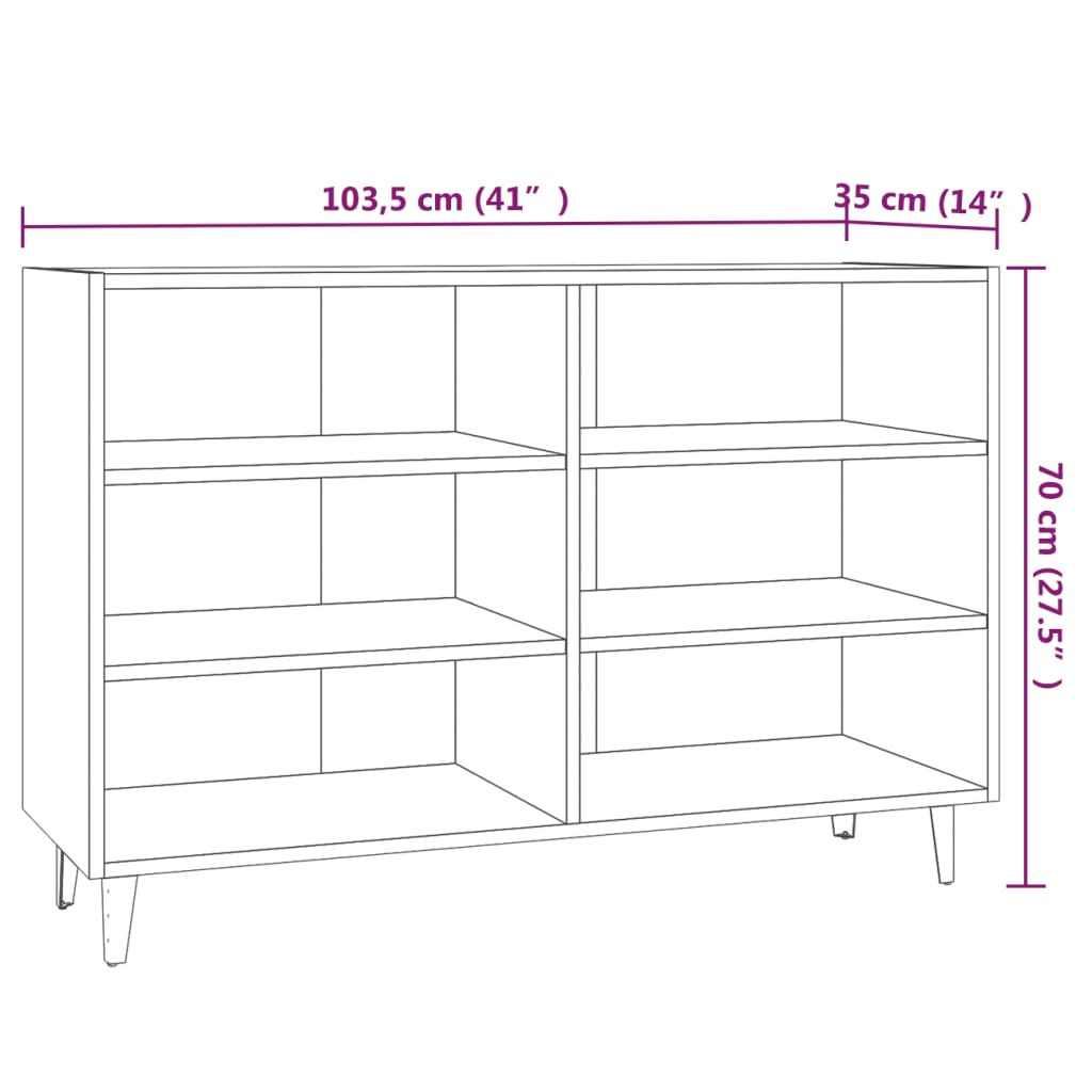 Dressoir 103,5x35x70 cm bewerkt hout gerookt eikenkleurig - AllerleiShop